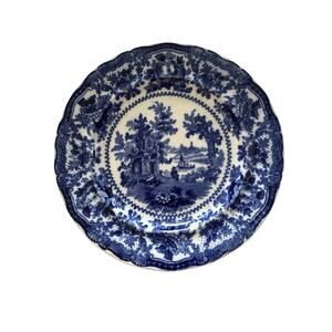 Antique Small Plate Flow Blue W Adams & Co Fairy Villas 8.5" England Victorian